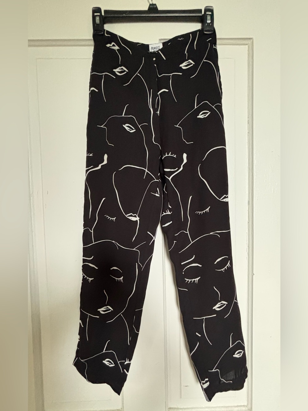 Princess Polly Black and White Face Line Print Pants